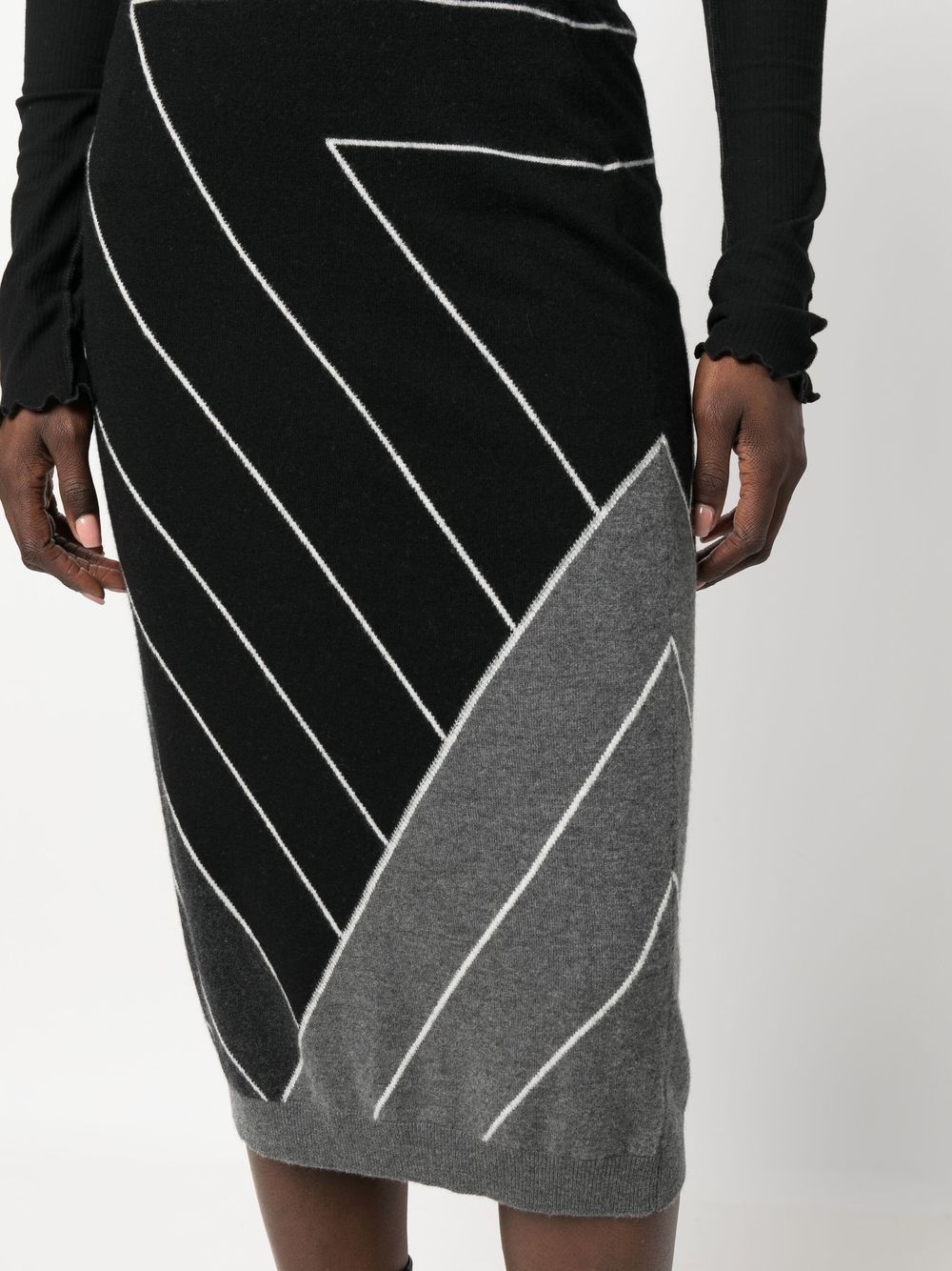 knitted geomertric pattern skirt - 5