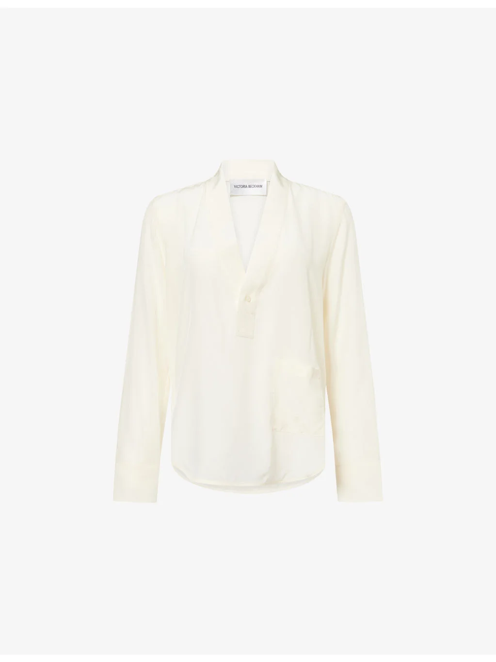 V-Neck Long-Sleeve Silk Blouse - 1
