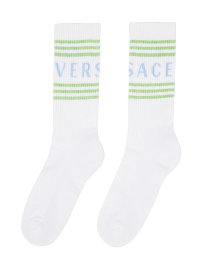 VERSACE White 90s Vintage Logo Socks outlook