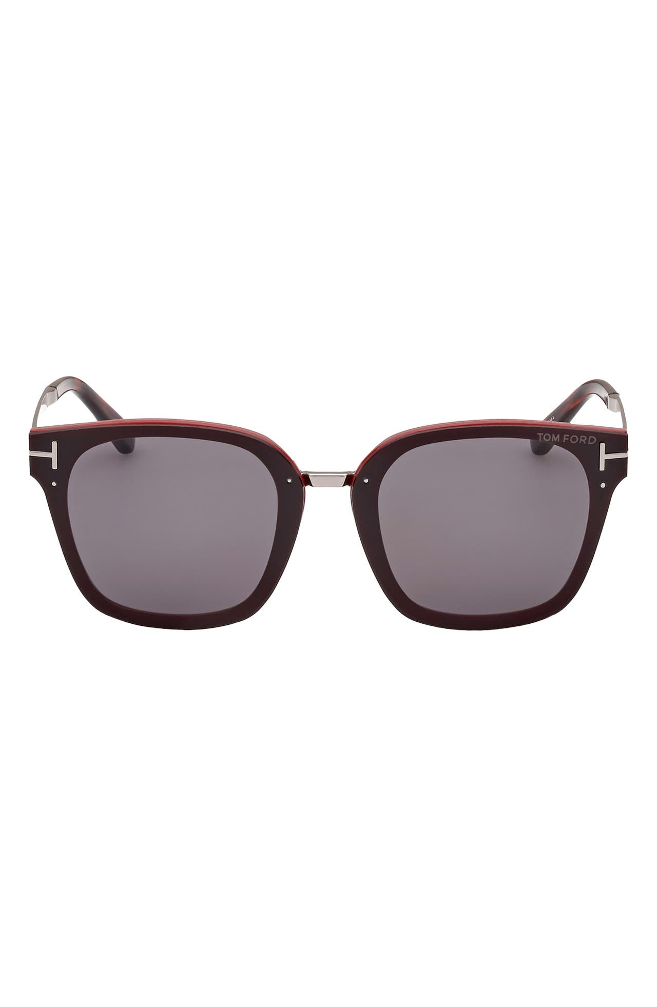 TOM FORD Philippa 68mm Gradient Square Sunglasses in Shiny Bordeaux/Smoke at Nordstrom - 1