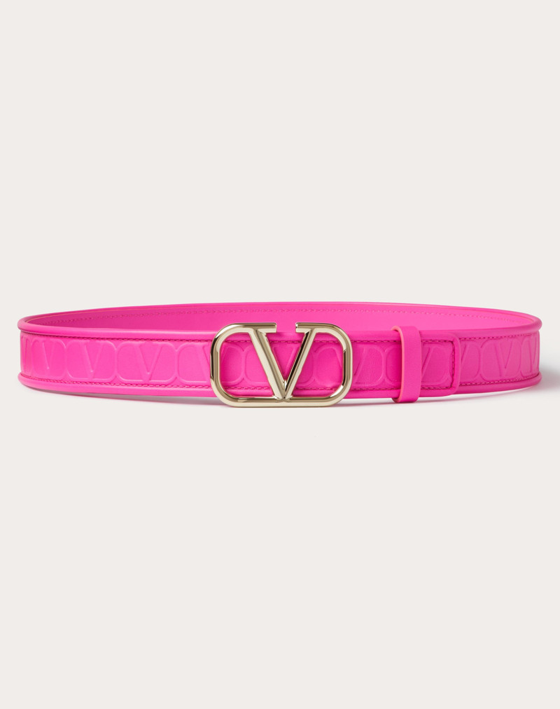 VALENTINO GARAVANI LEATHER TOILE ICONOGRAPHE CALFSKIN BELT 30 MM 1
