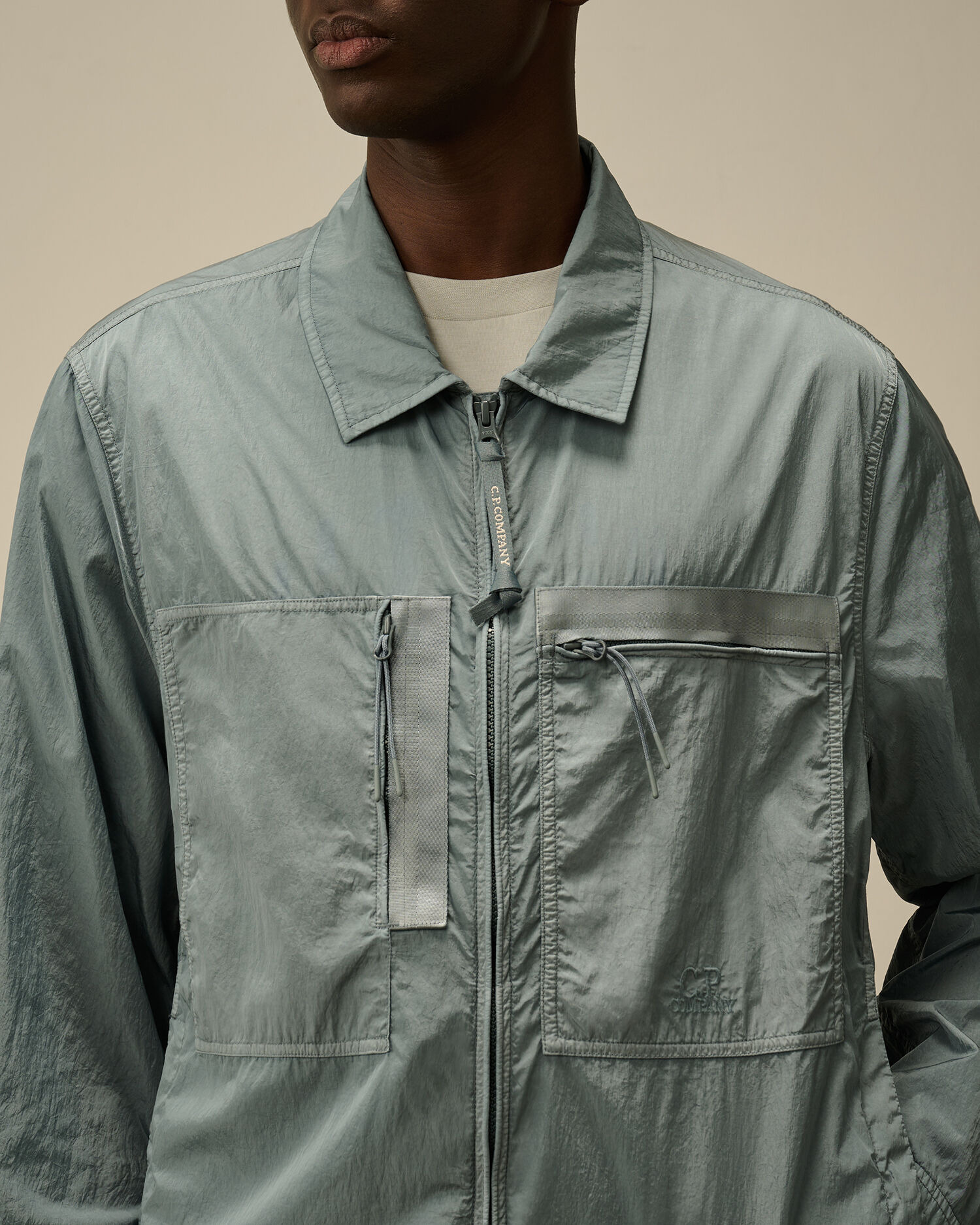 Chrome-R Chest Zip Pockets Overshirt - 5