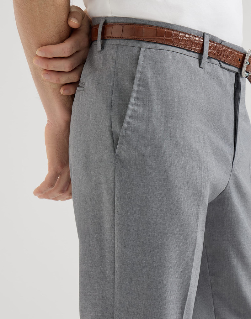 Virgin wool and silk lightweight hopsack trousers 4