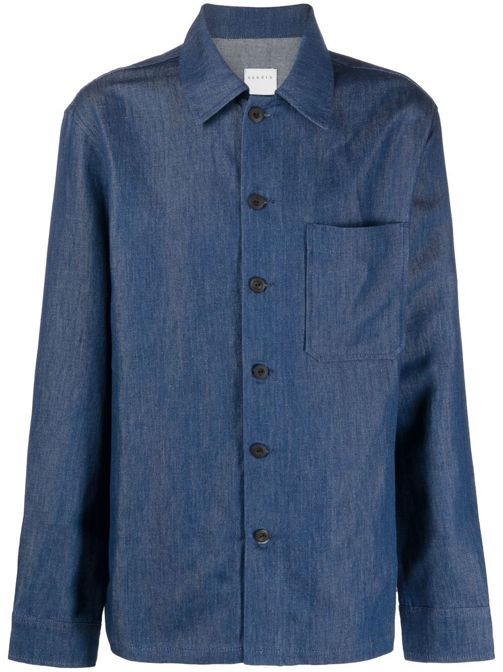 logo-patch long-sleeve denim shirt - 1