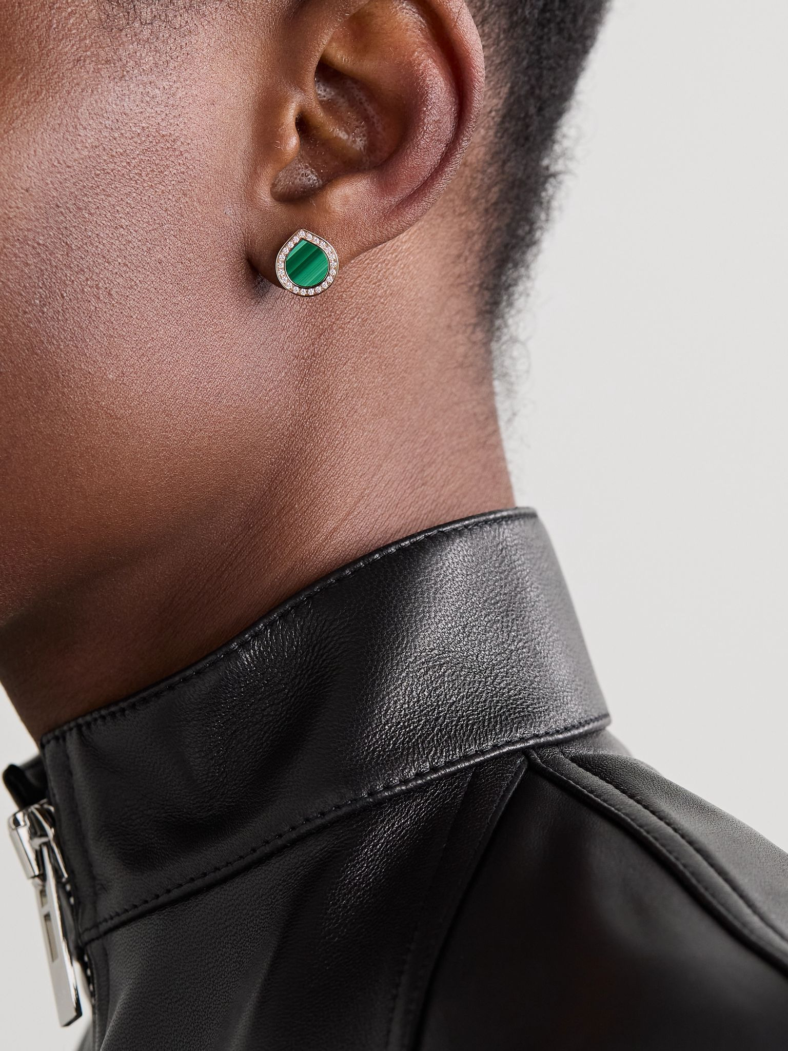 Antifer 18-karat rose gold, malachite and diamond single earring Green - 2