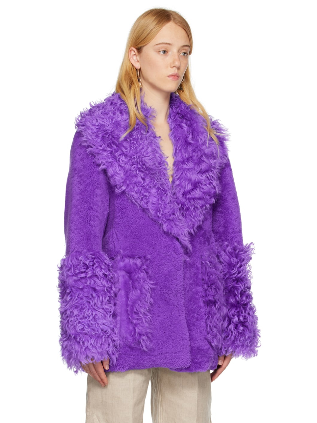 Purple Le Papier 'La Veste Piobbu' Shearling Coat - 2