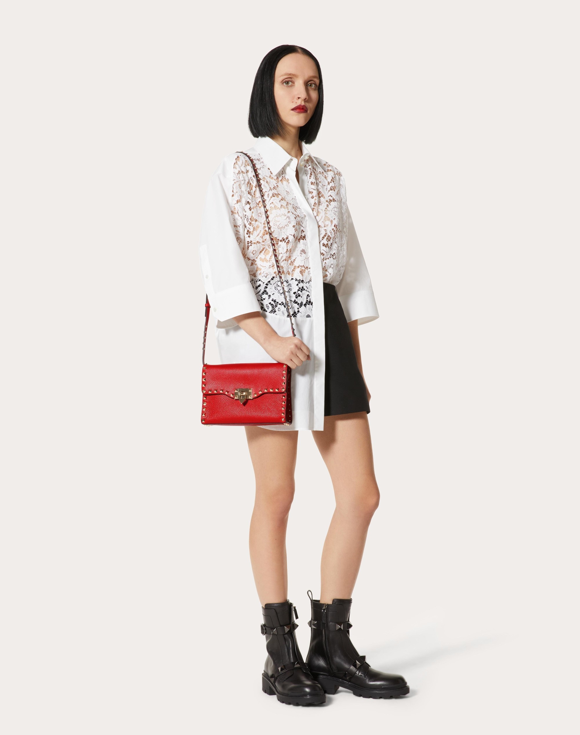 SMALL ROCKSTUD GRAINY CALFSKIN CROSSBODY BAG - 6