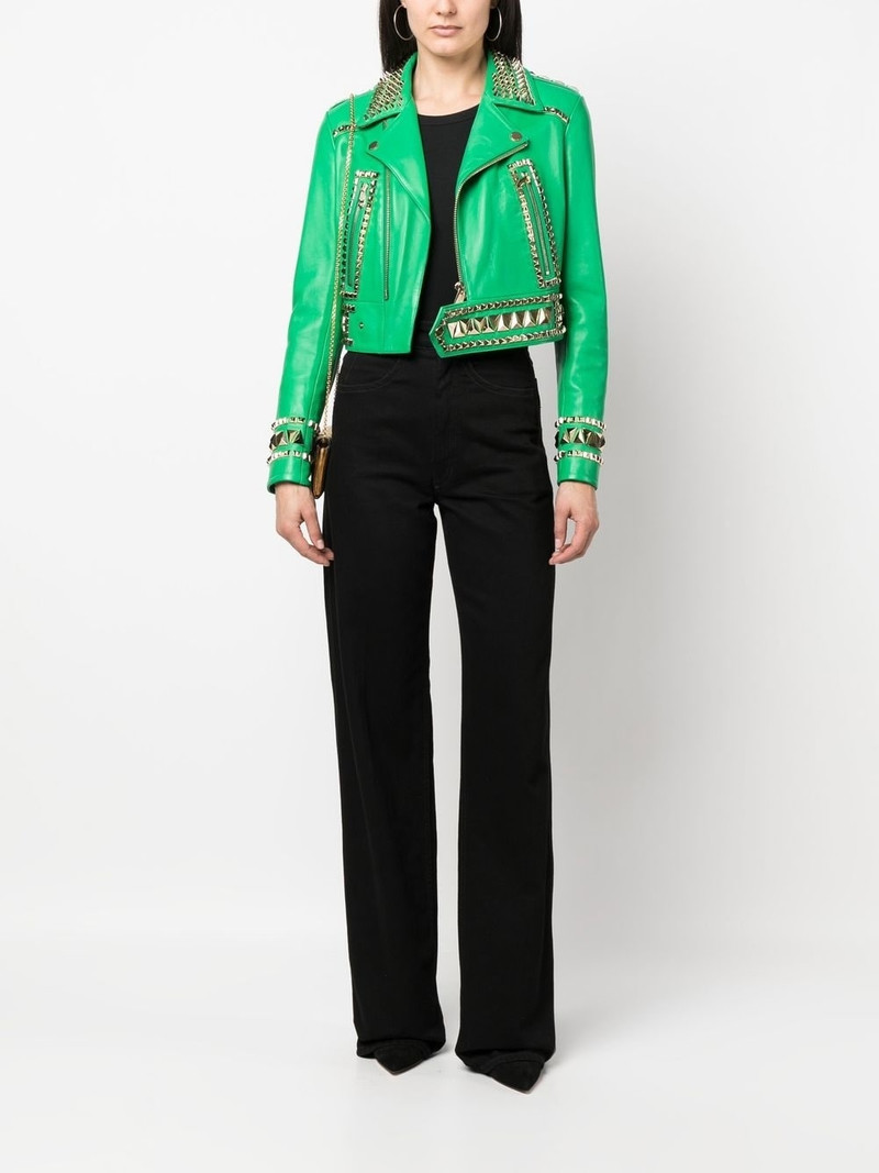 PHILIPP PLEIN Gothic Plein cropped leather jacket outlook