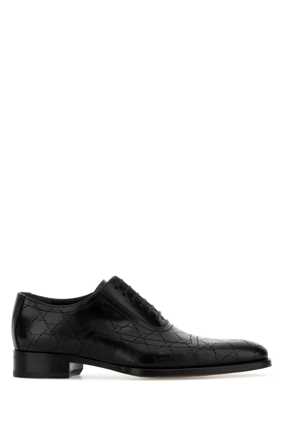Gucci Men Black Leather Lace-Up Shoes - 1