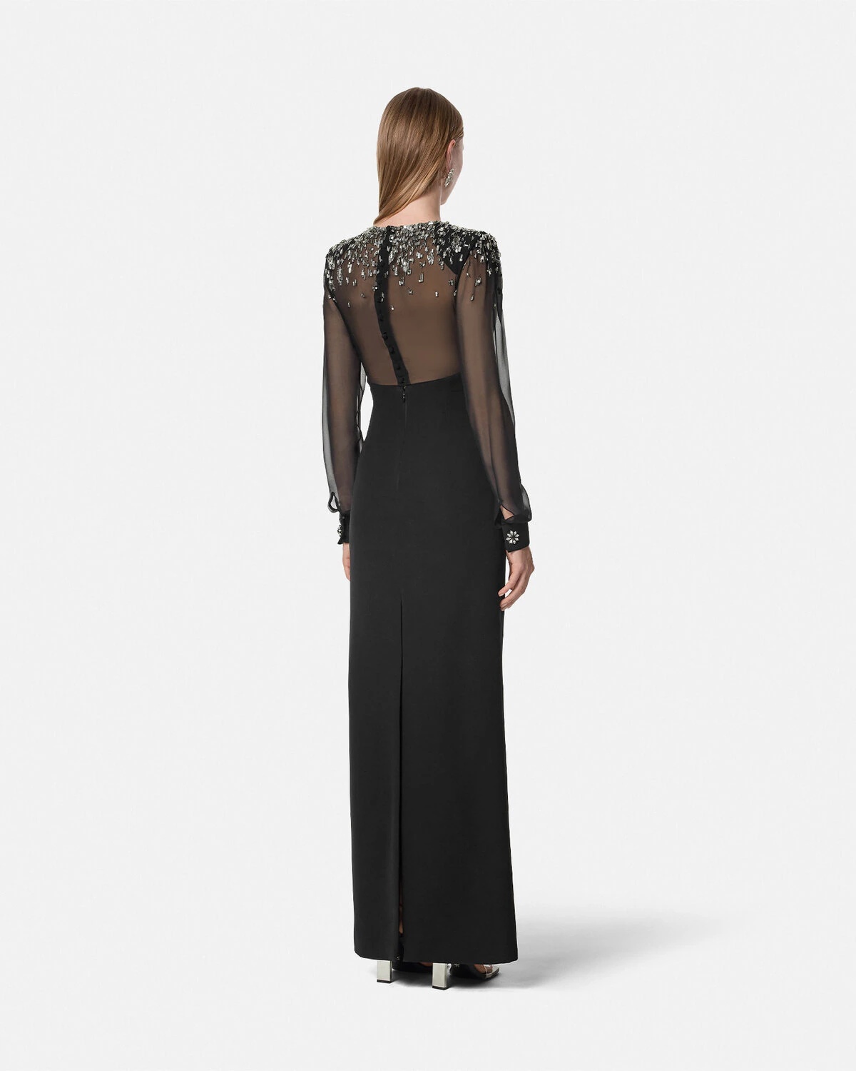 Embellished Boat-Neck Silk Cady Gown - 5