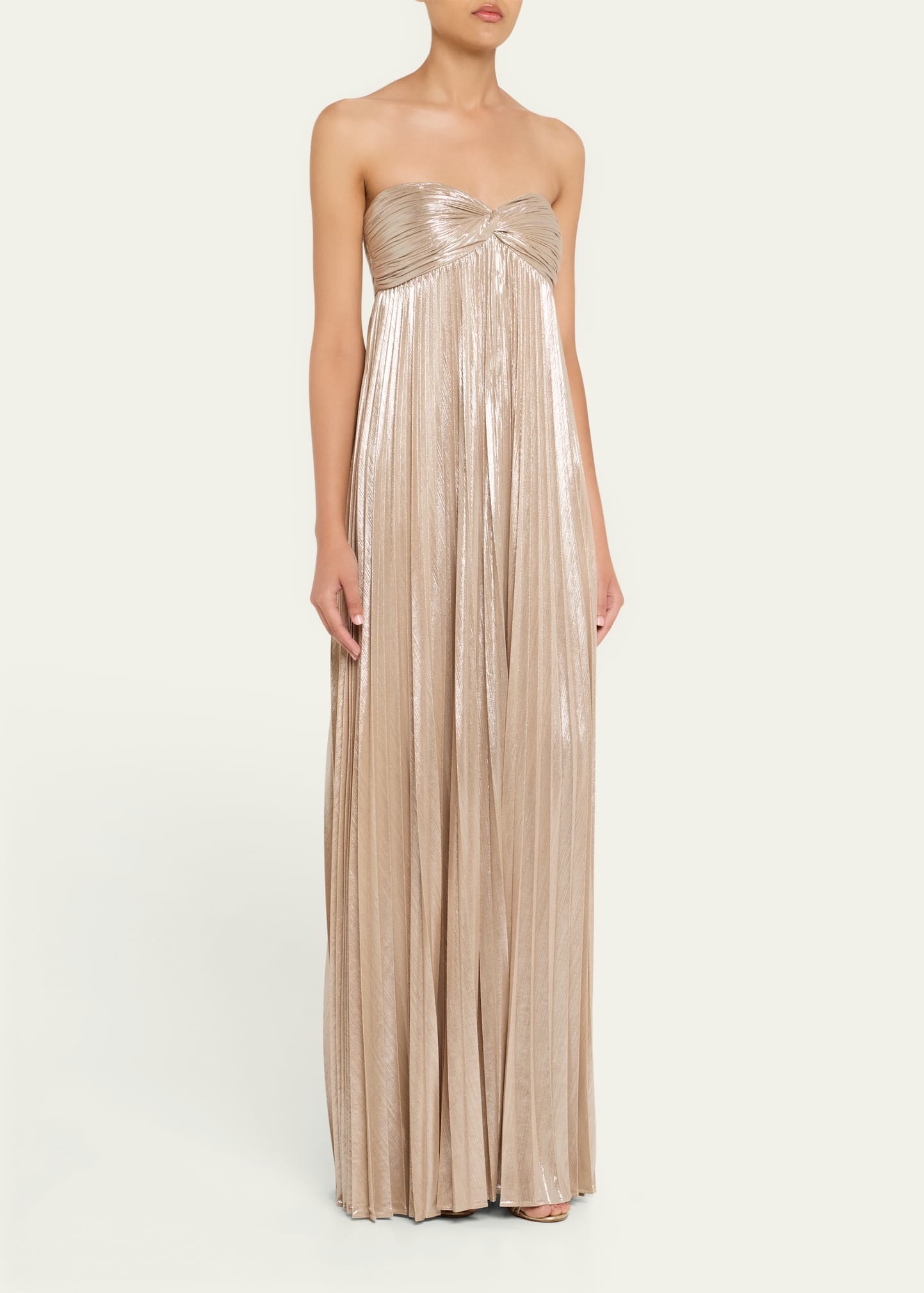 Zoa Strapless Lamé Twisted-Bodice Gown - 4
