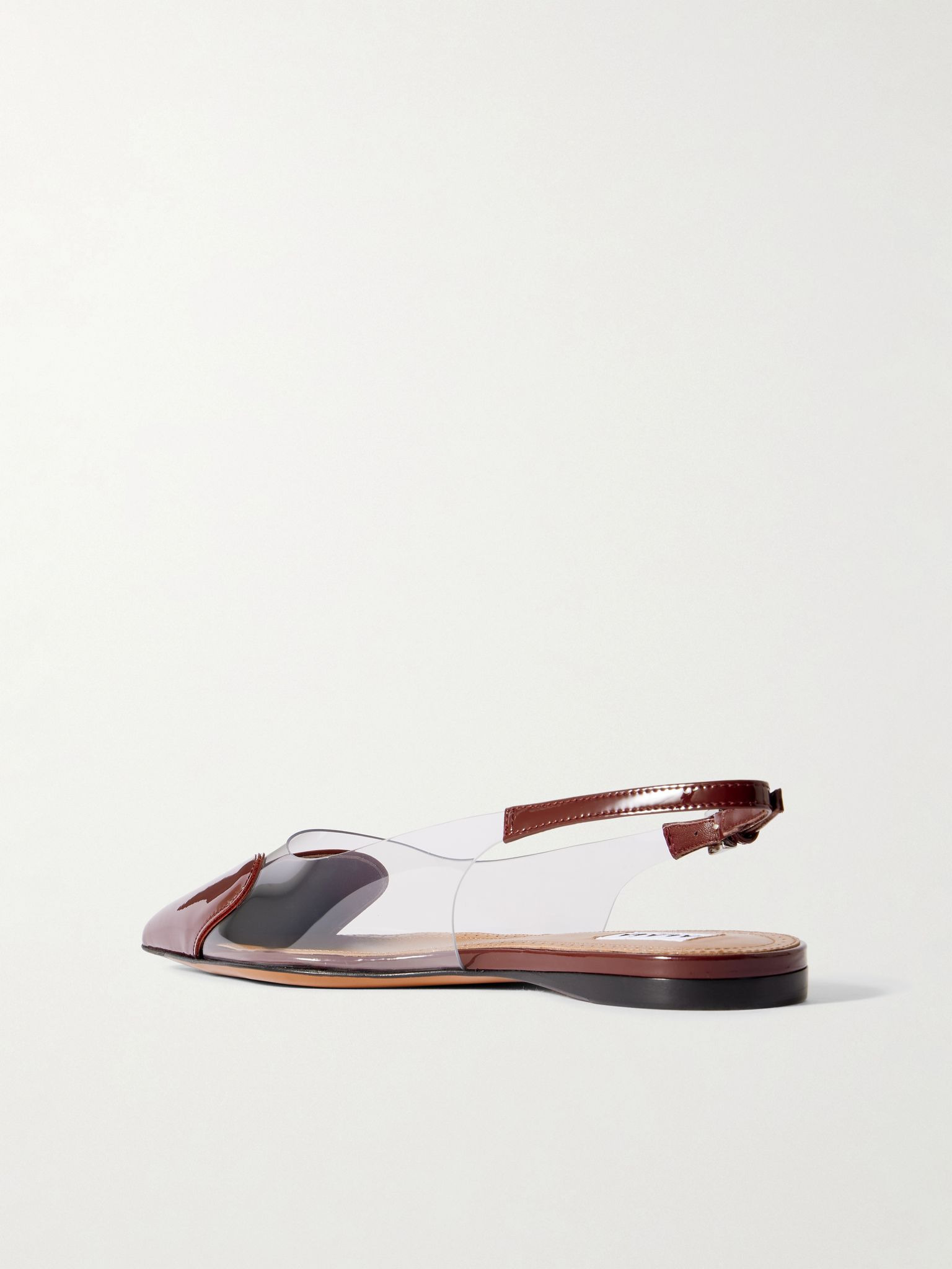 Le Cœur PU and patent-leather slingback point-toe flats Burgundy - 3