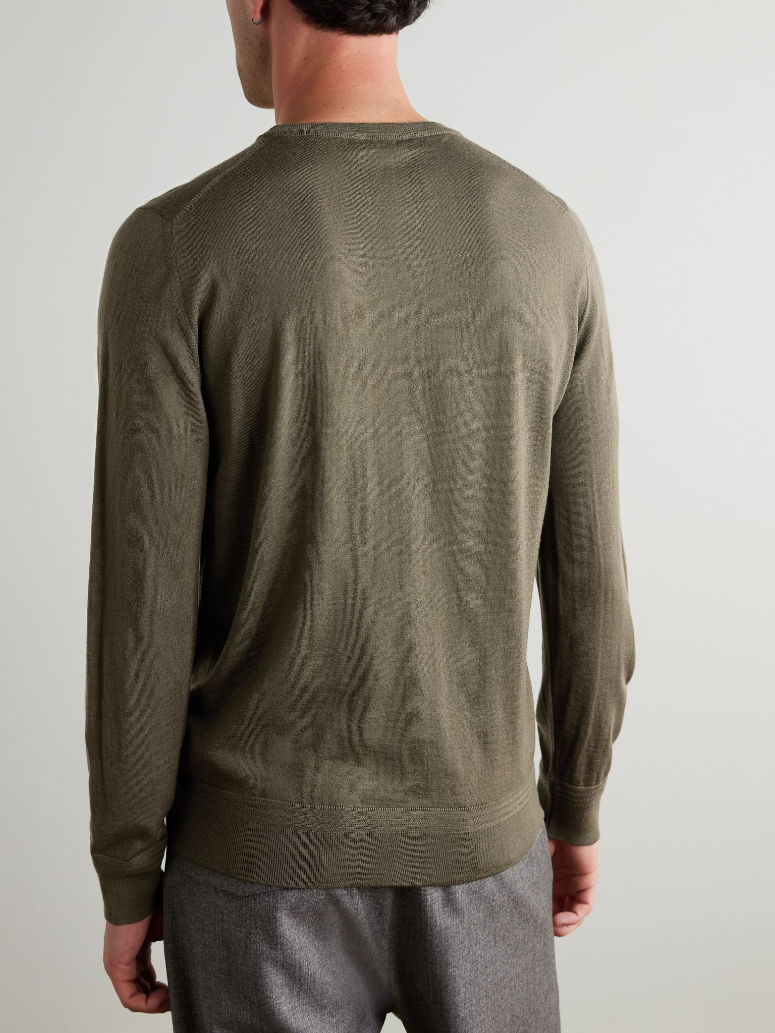 Ato Slim-Fit Merino Wool Sweater Green - 4