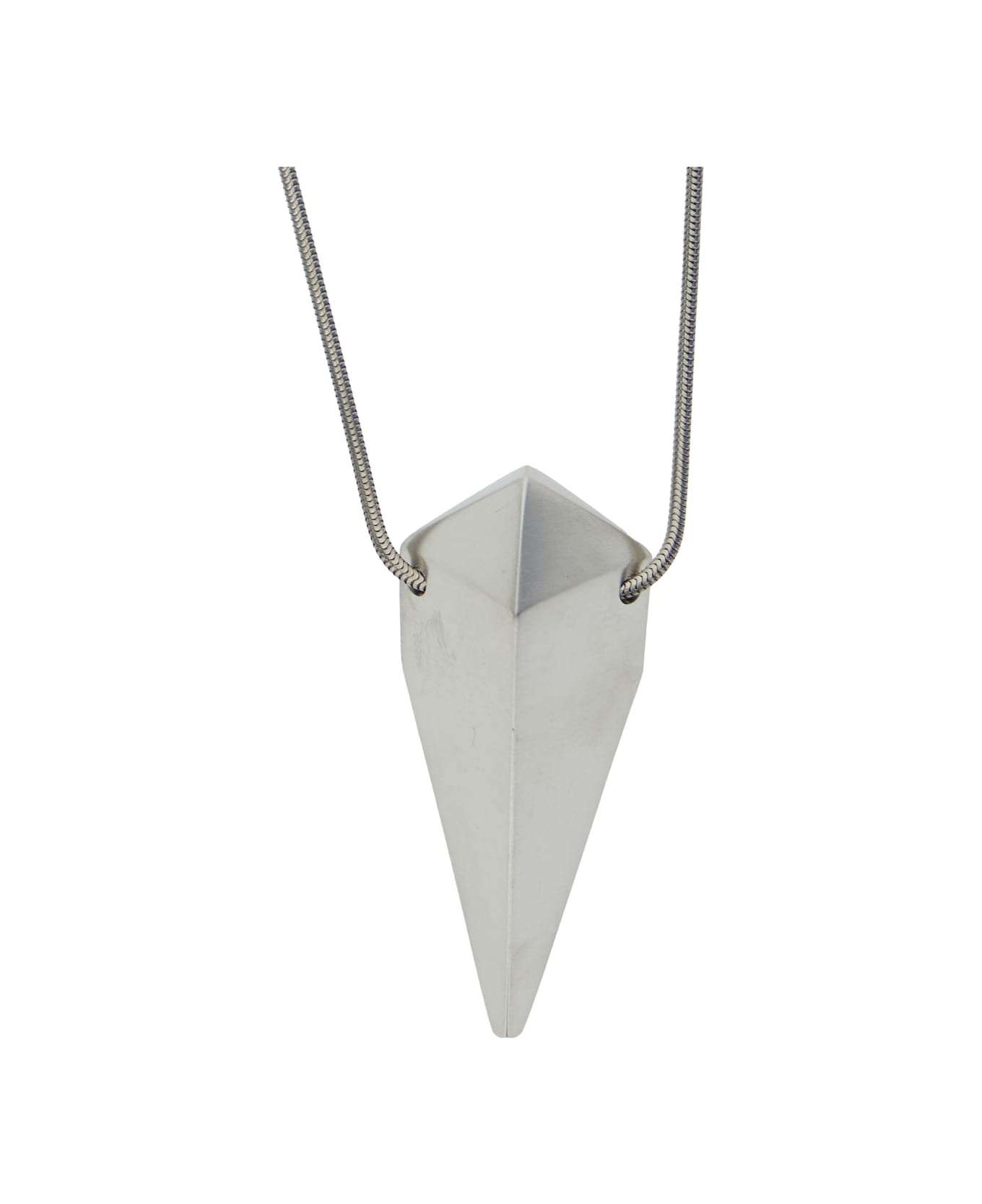 Metallic Necklace With Pyramid Shaped Charm In Brass And Hematite Man - 2