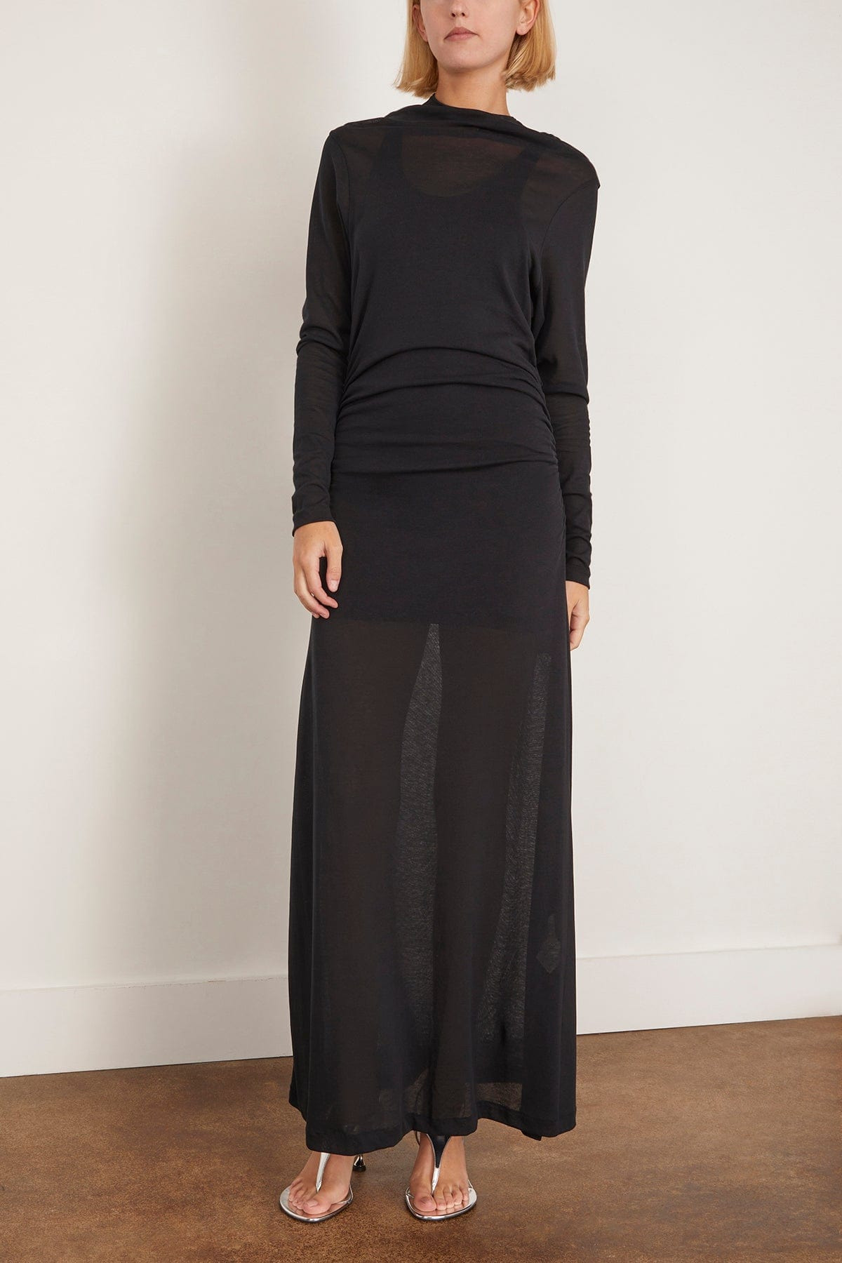 Stage Sheer Organic Cotton Layered Dress in Black - 3