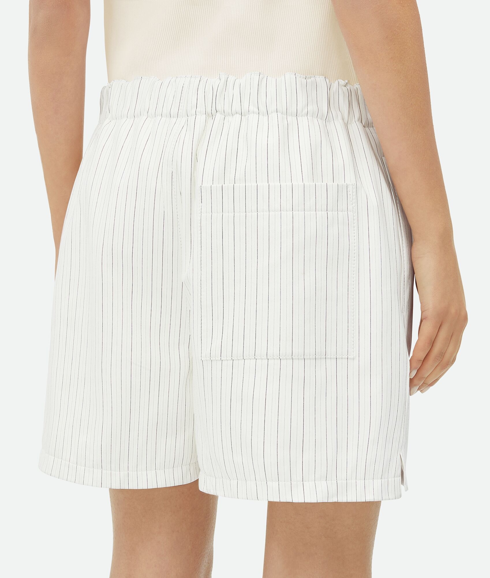 Printed Leather Striped Shorts - 5