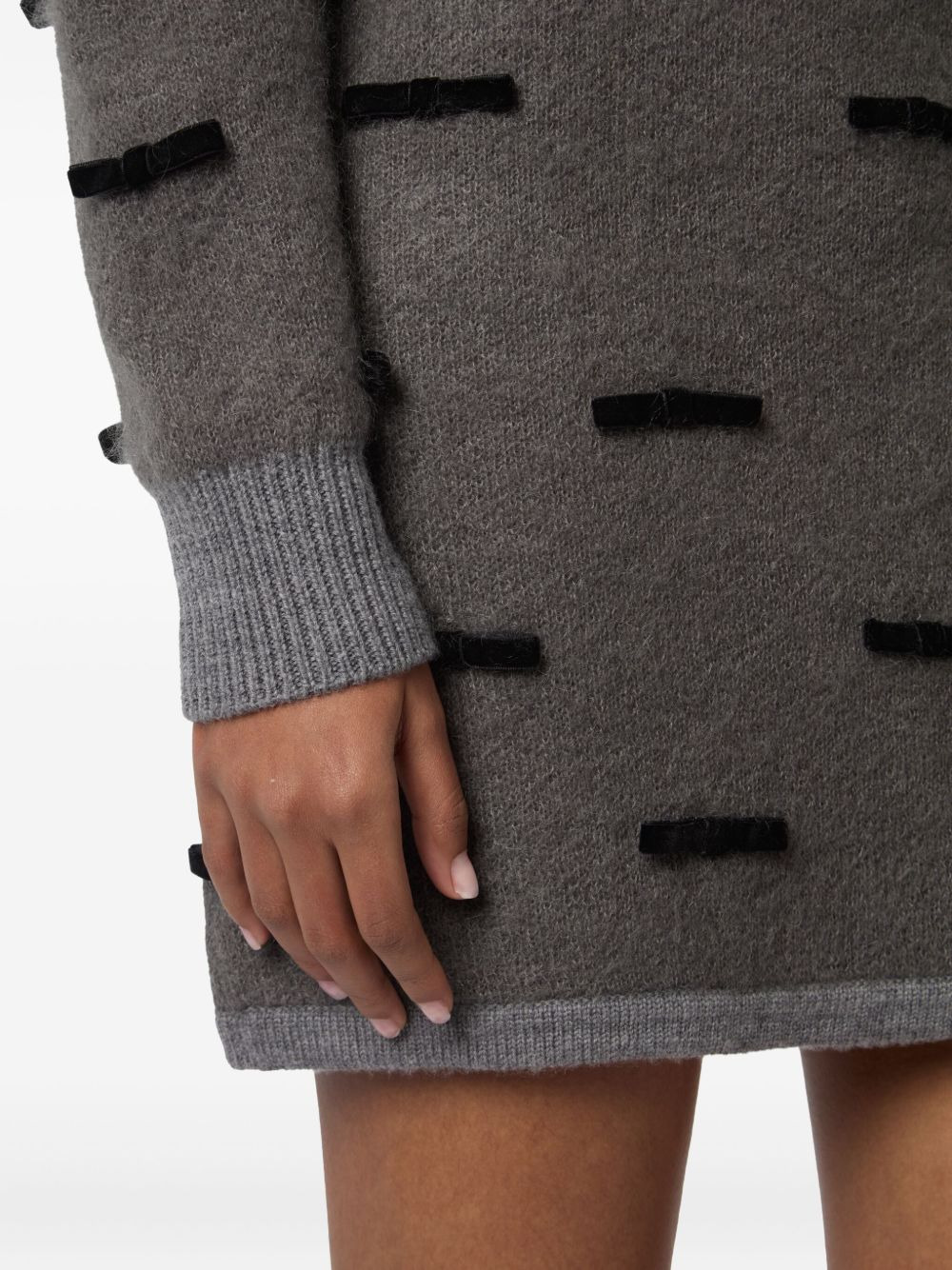 bow-embellished knitted mini skirt - 5