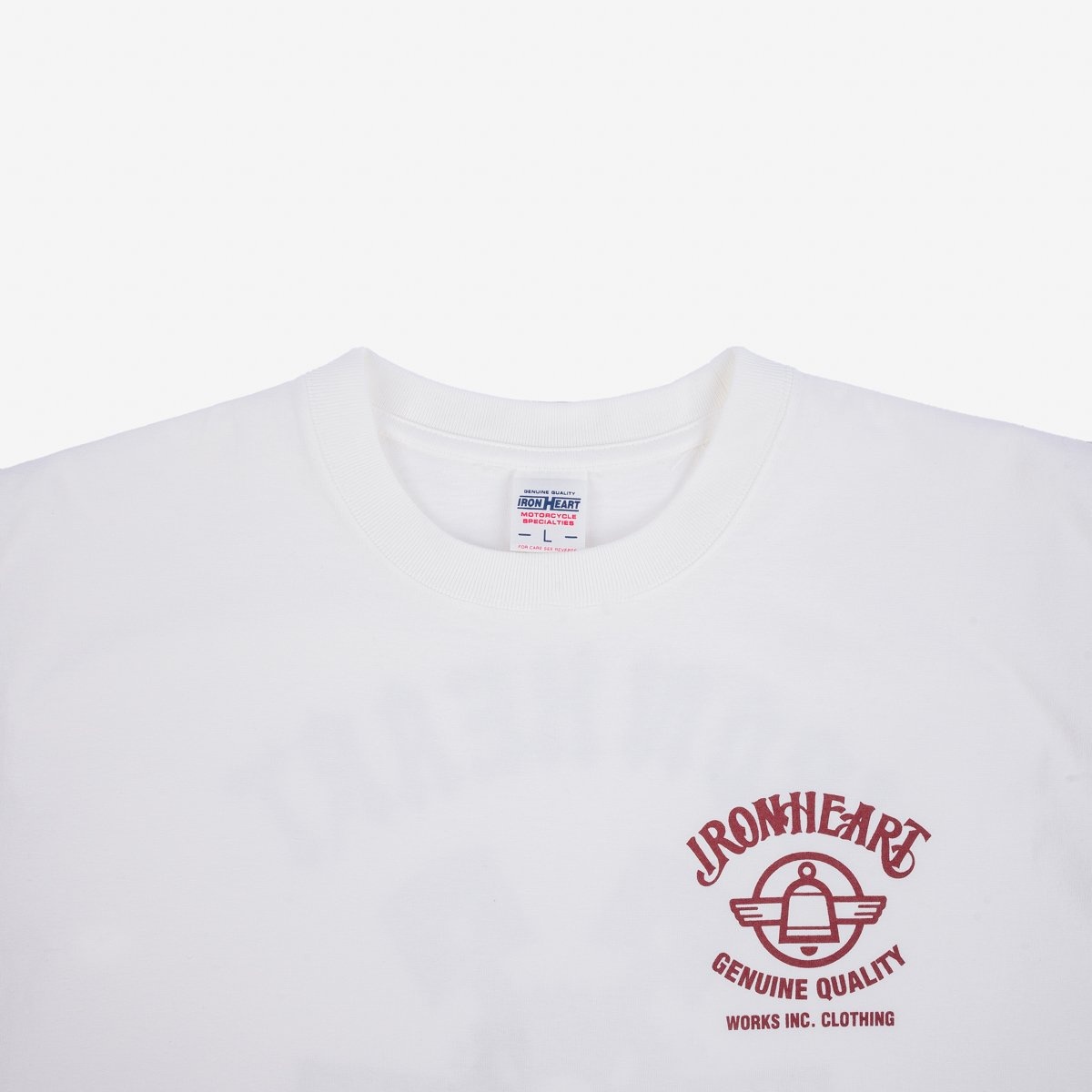 IHT-2403-WHT 7.5oz Printed Loopwheel Crew Neck T-Shirt - White - 7