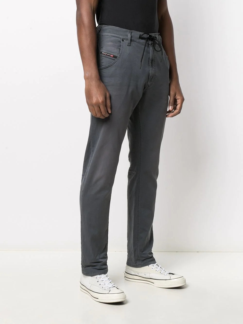 tapered drawstring jeans - 3