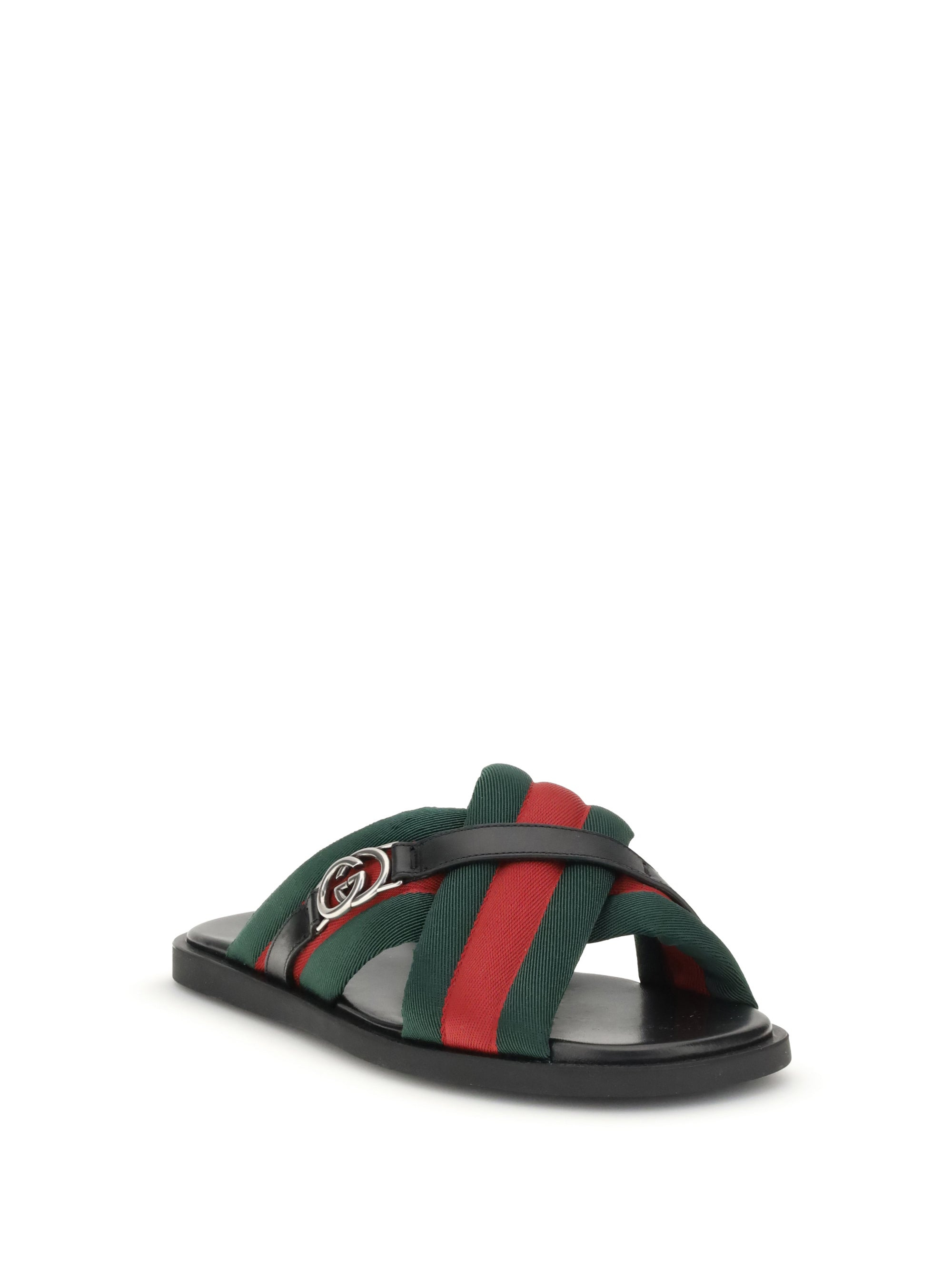 Gucci Men Web Sandals With Interlocking Gg - 2