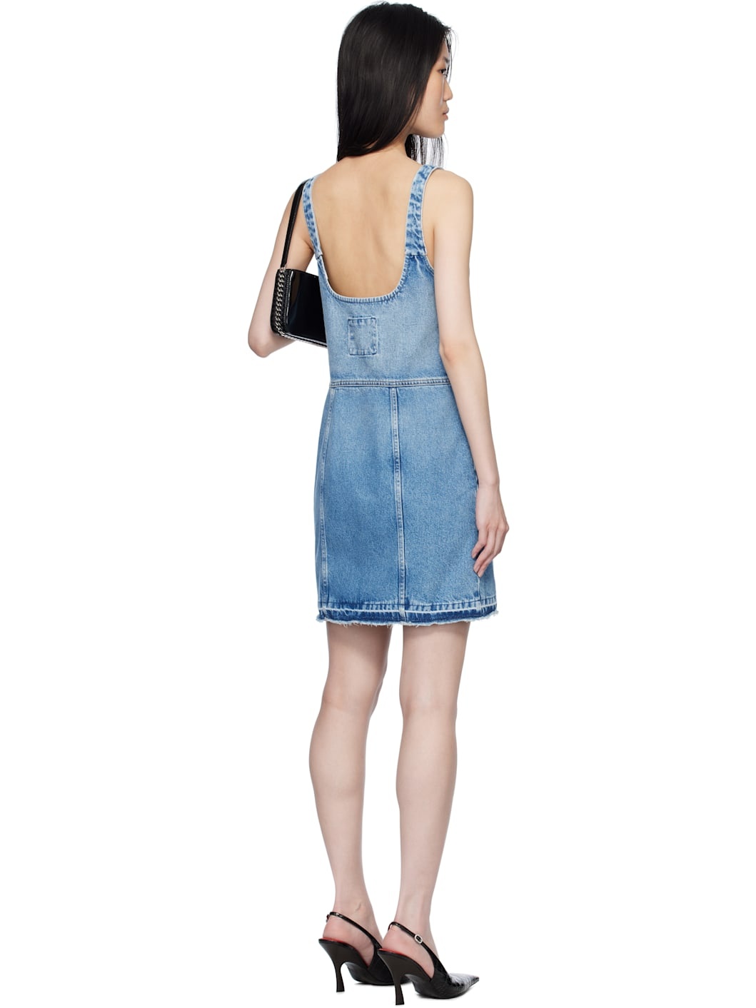Blue Vintage Wash Denim Minidress - 3