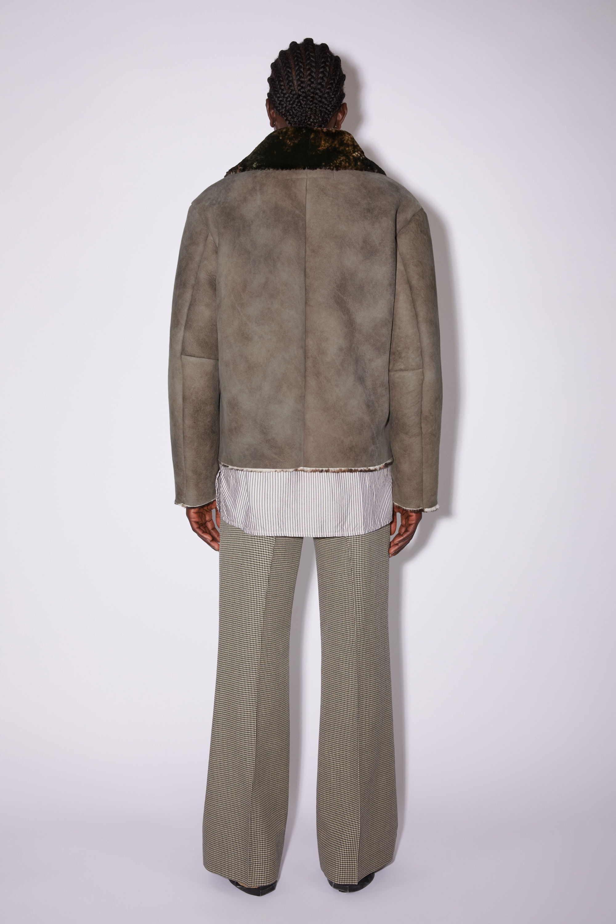 Shearling suede fur jacket - Antique brown - 3