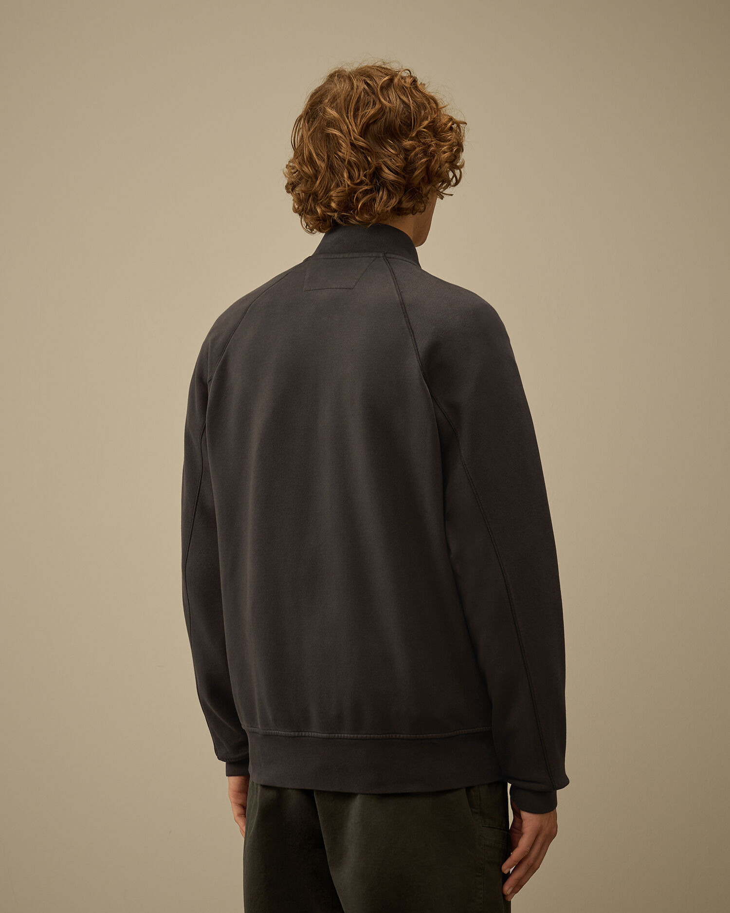 Brushed and Emerized Diagonal Fleece Bomber Full Zip Sweatshirt - 4