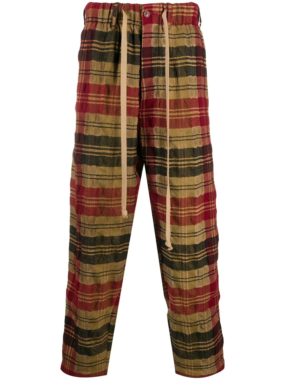 treated plaid check trousers - 1