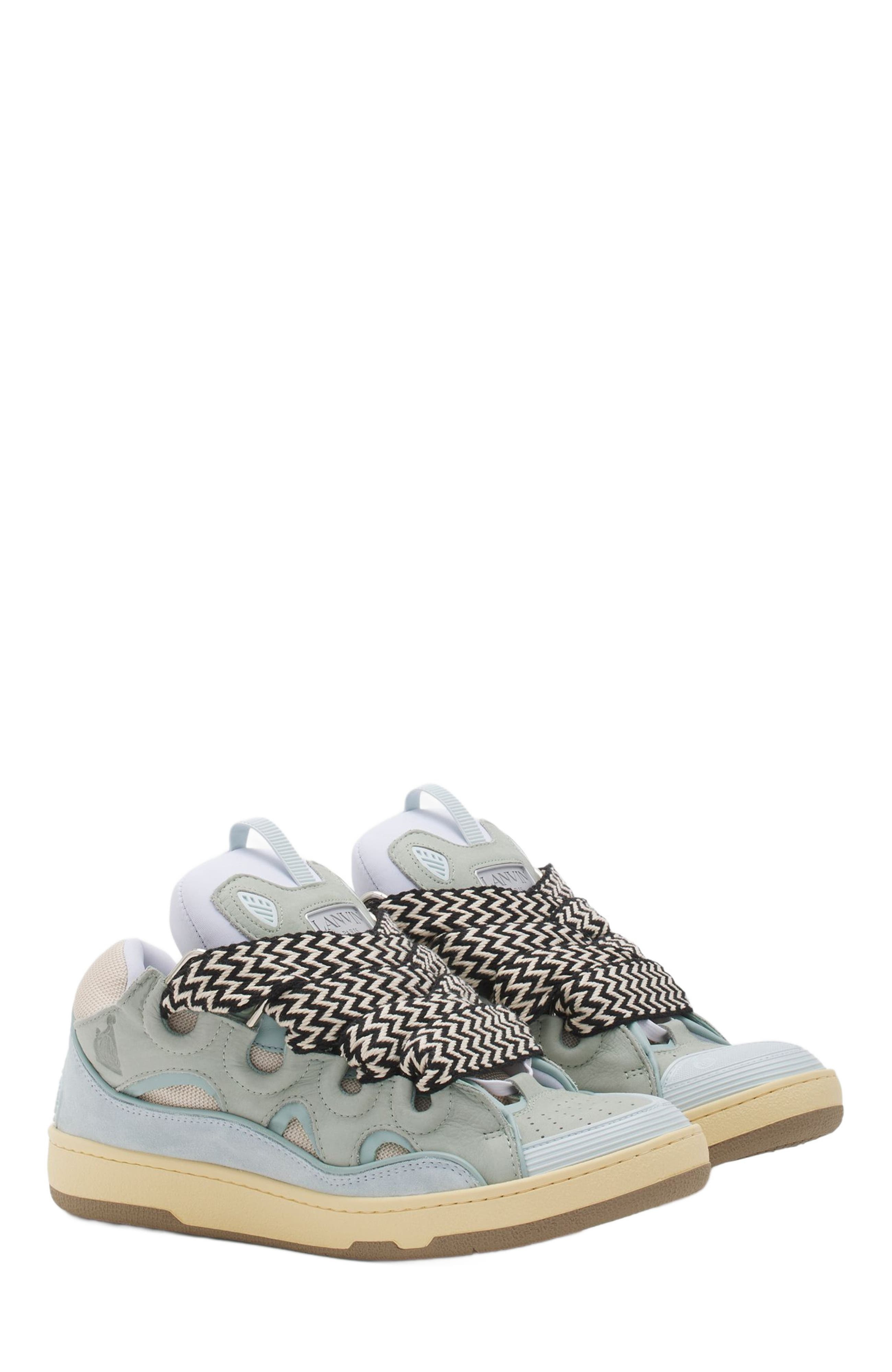 Lanvin LEATHER CURB SNEAKERS in Pale Blue at Nordstrom - 2