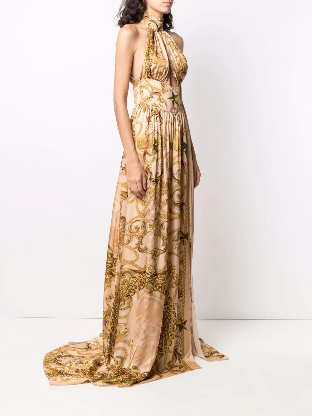 baroque-print halterneck dress - 3