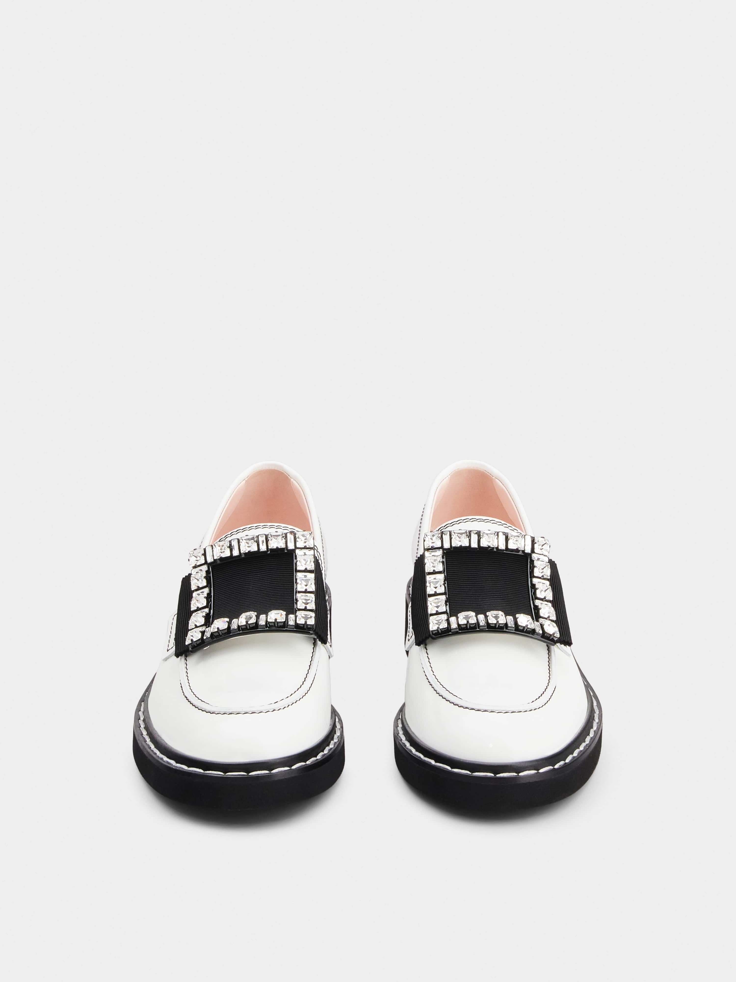 Viv' Rangers Stitch Strass Buckle Loafers in Leather - 7