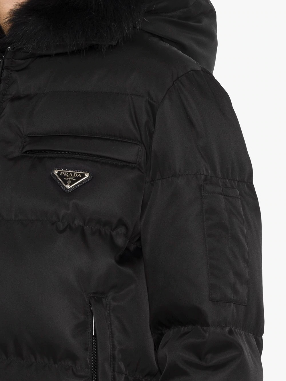 padded parka jacket with enamel triangle logo - 5