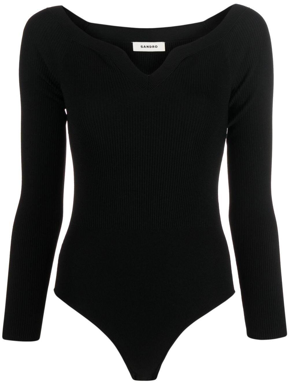 ribbed-knit long-sleeve body - 1