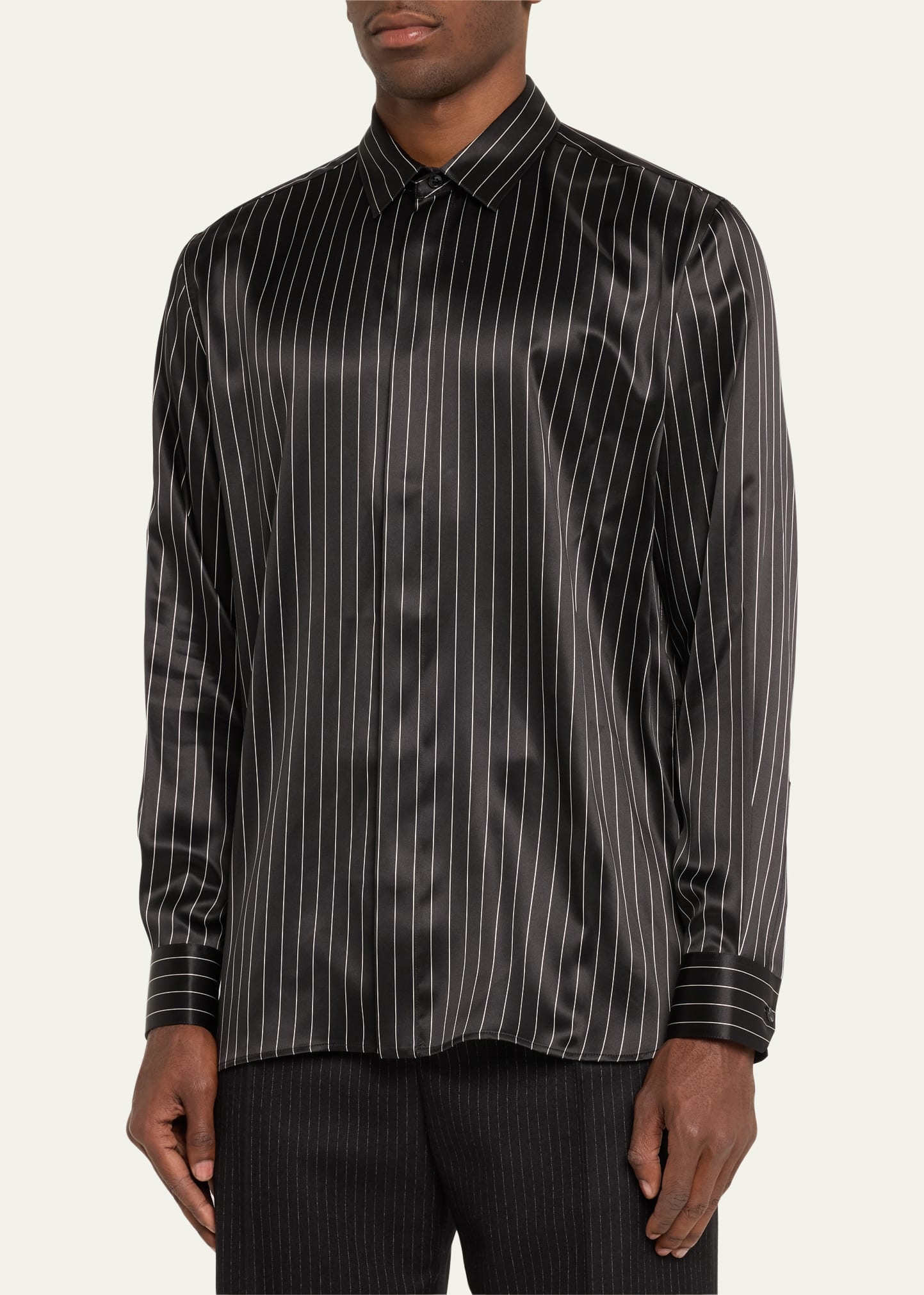Men's Striped Silk Dress Shirt - 4