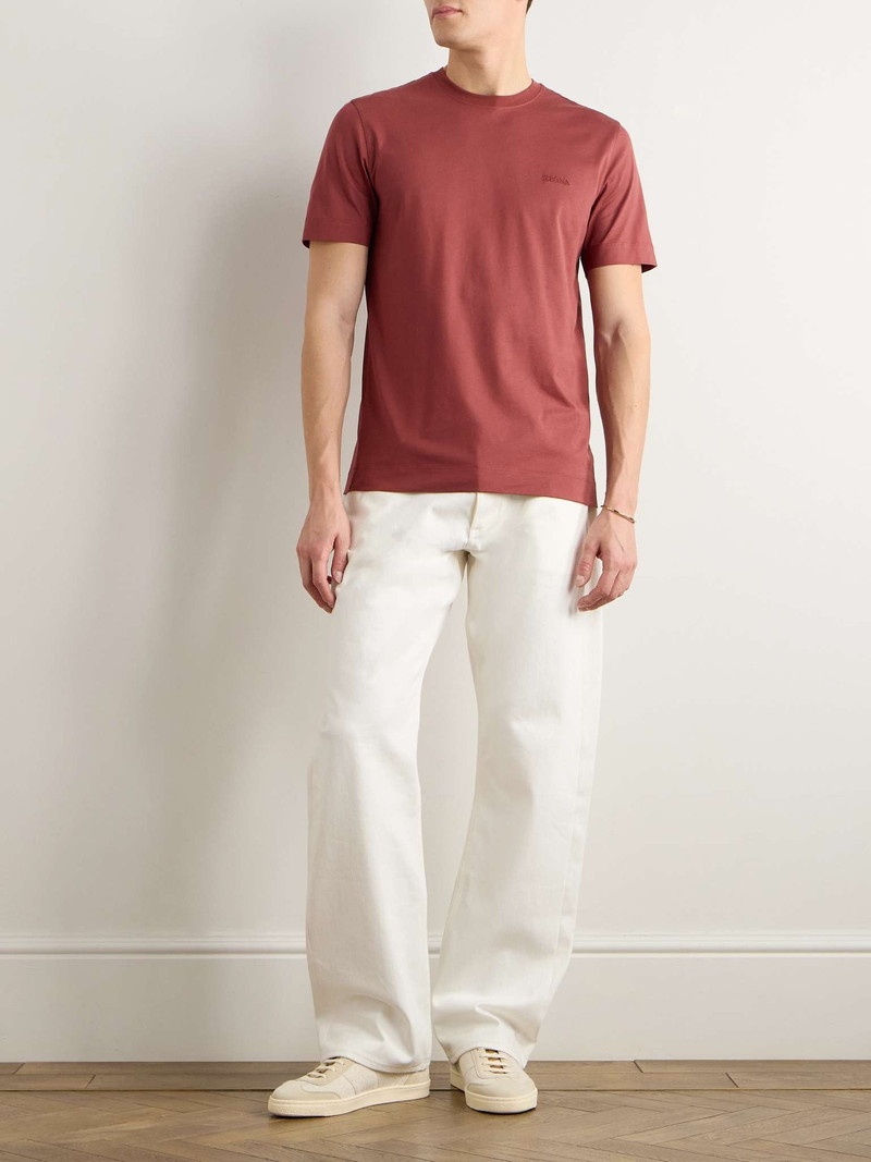 ZEGNA Slim-Fit Logo-Embroidered Cotton-Jersey T-shirt outlook