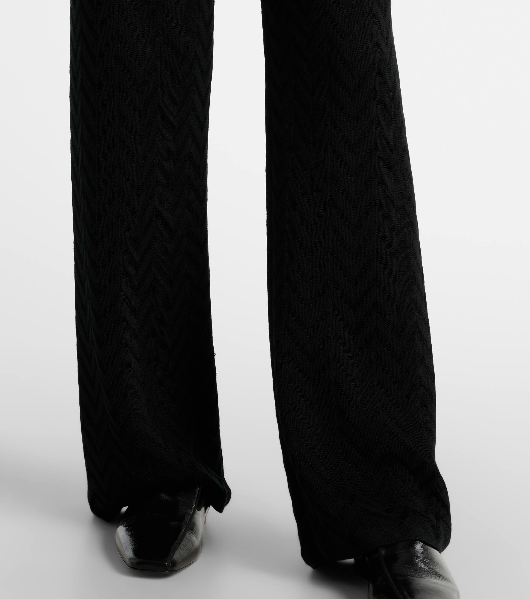 High-rise cotton-blend wide-leg pants - 5