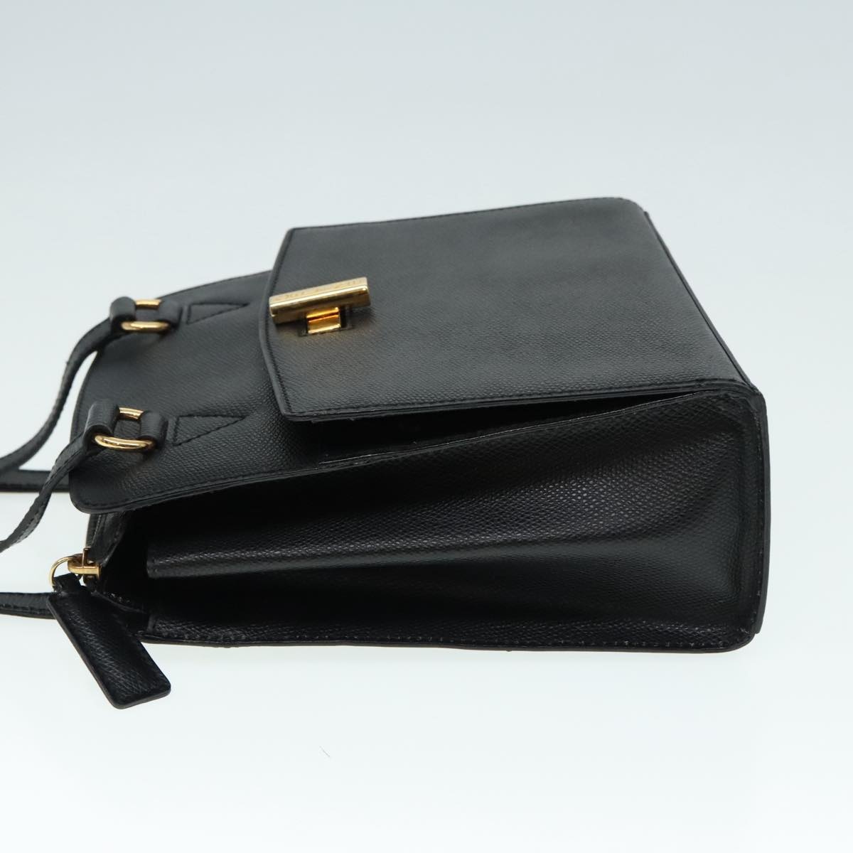 CELINE Hand Bag Leather Black Gold - 4