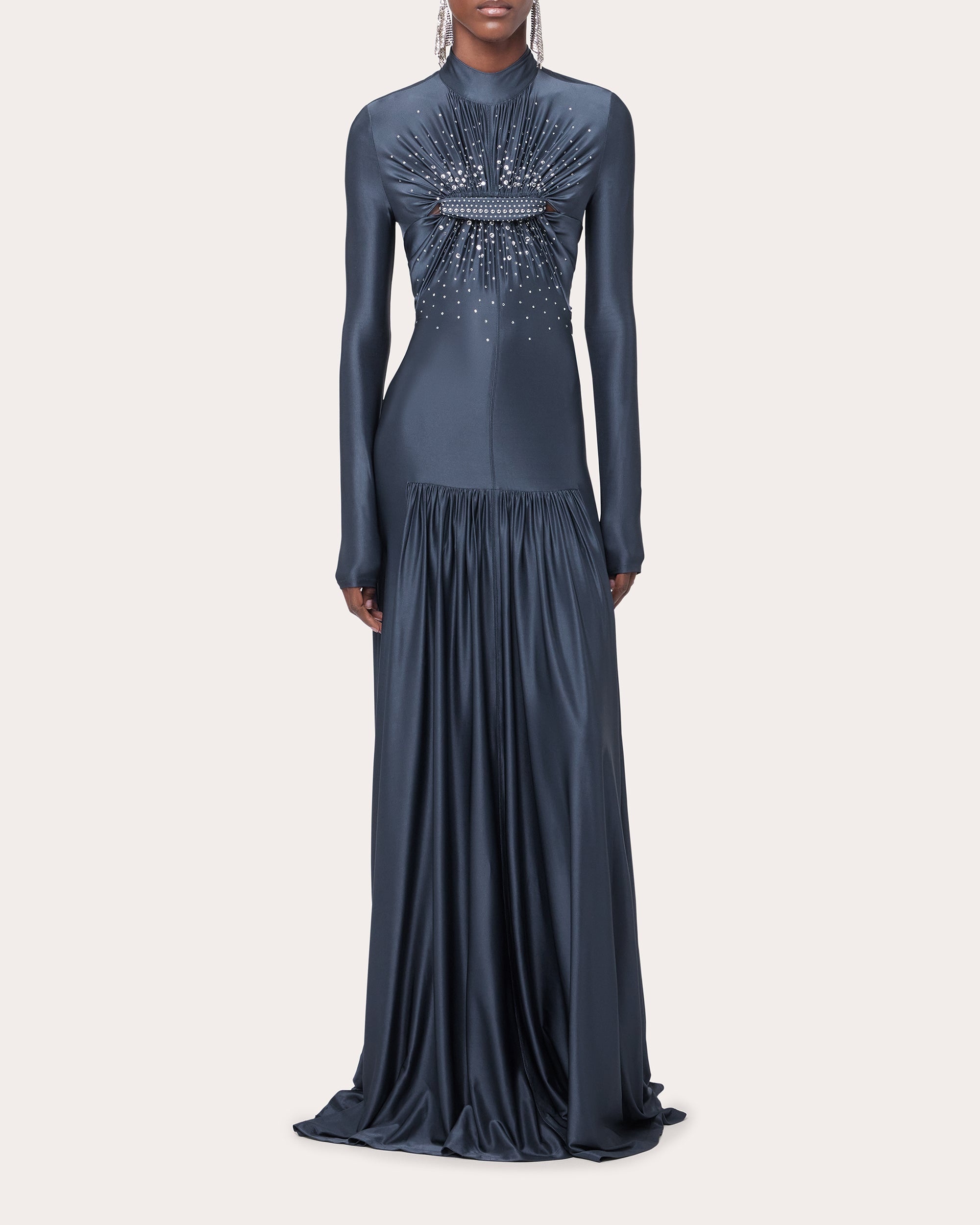 Crystal Jersey Ruched Drop-Waist Maxi Dress - 2
