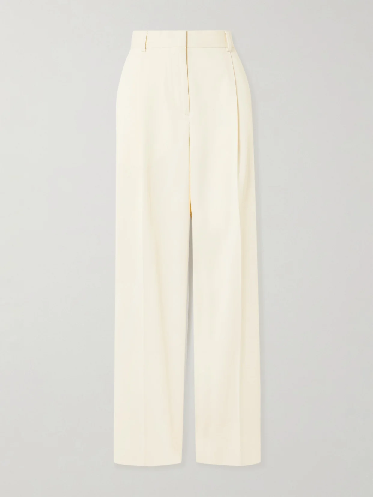 Pleated Twill Wide-leg Pants - 1