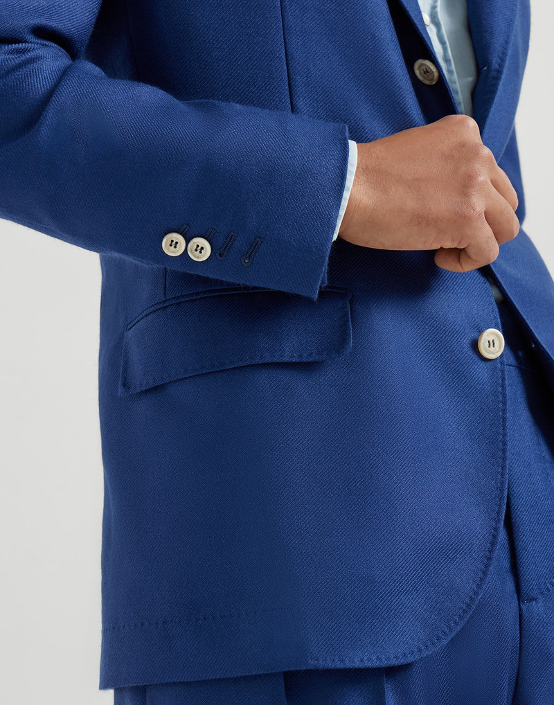 Cashmere and silk diagonal deconstructed blazer with peak lapels 4