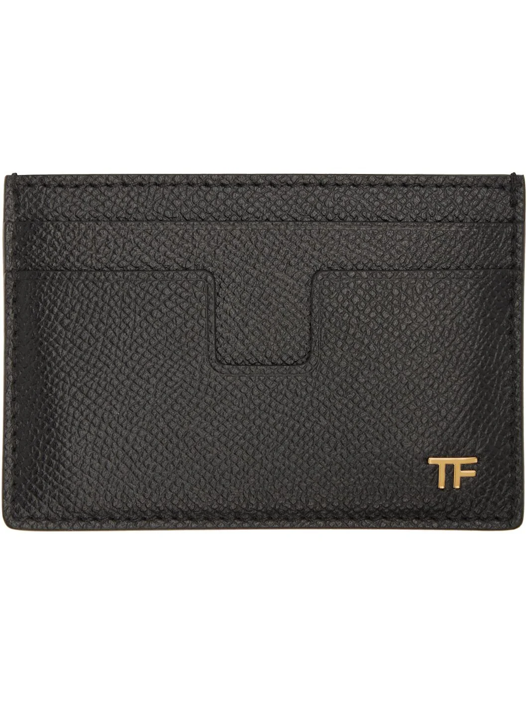 Black Small Grain Leather Classic Card Holder - 1