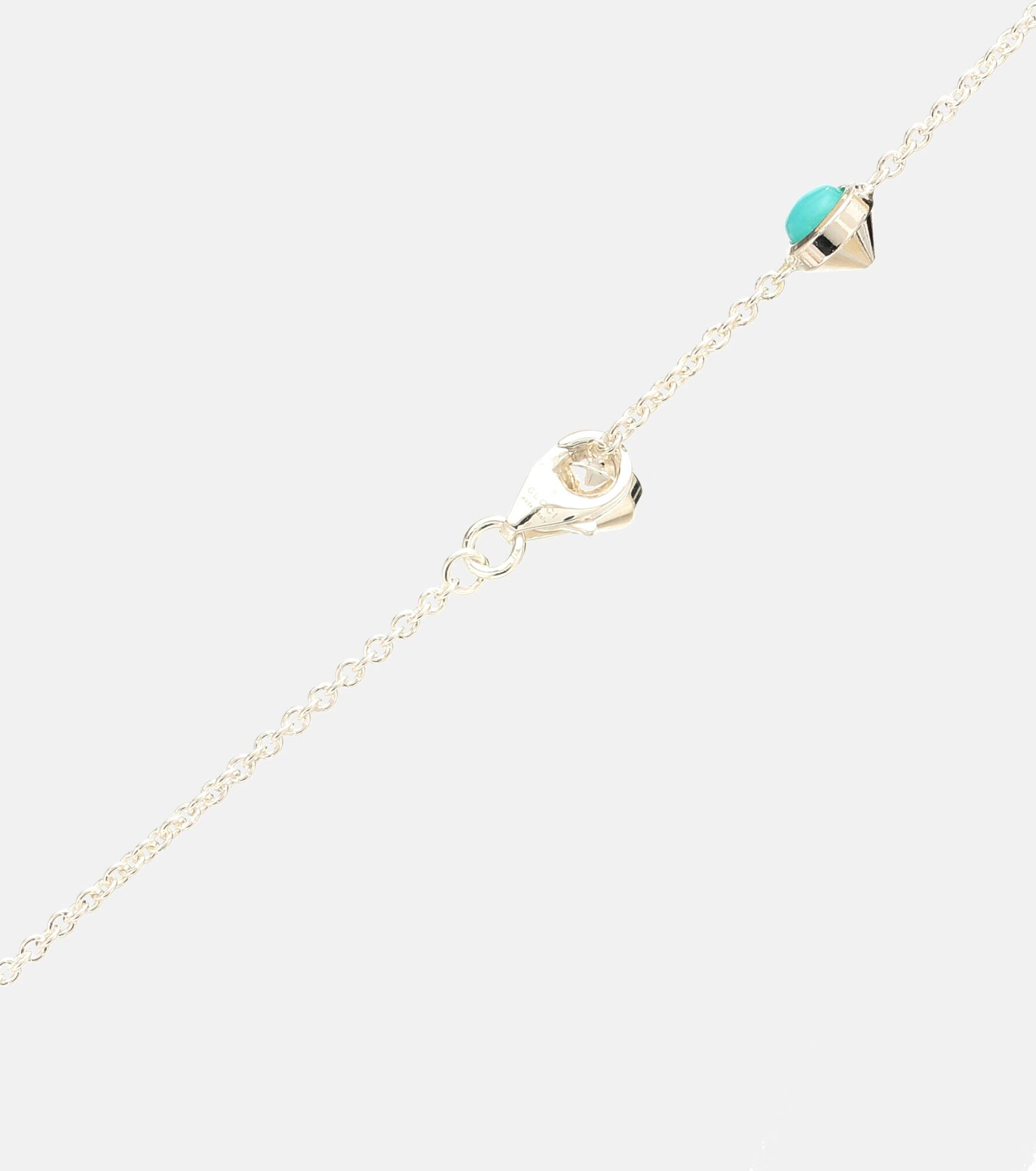 Double G mother-of-pearl and topaz-embellished sterling silver necklace - 2