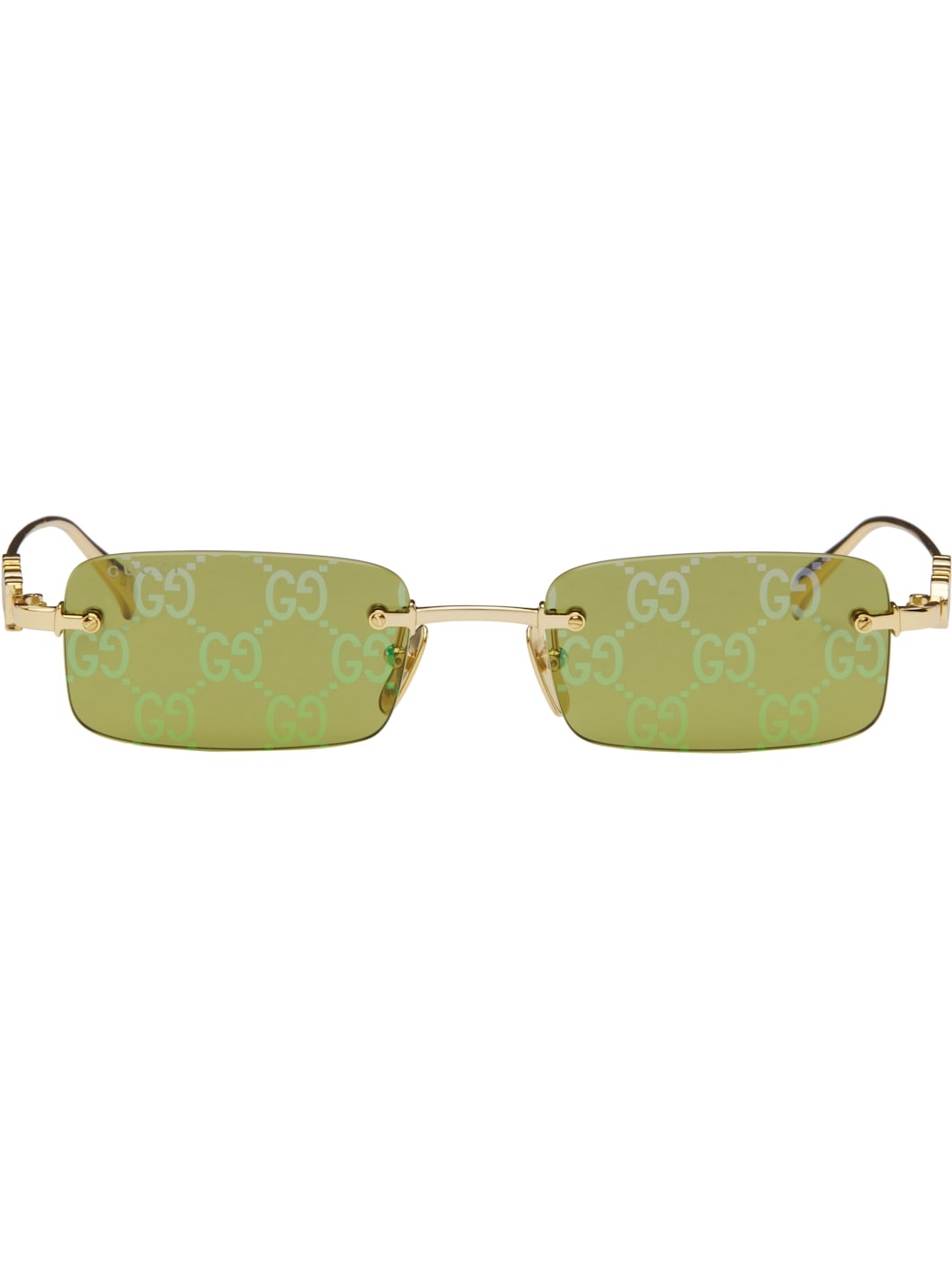 Gold Rectangular Frame Sunglasses - 1
