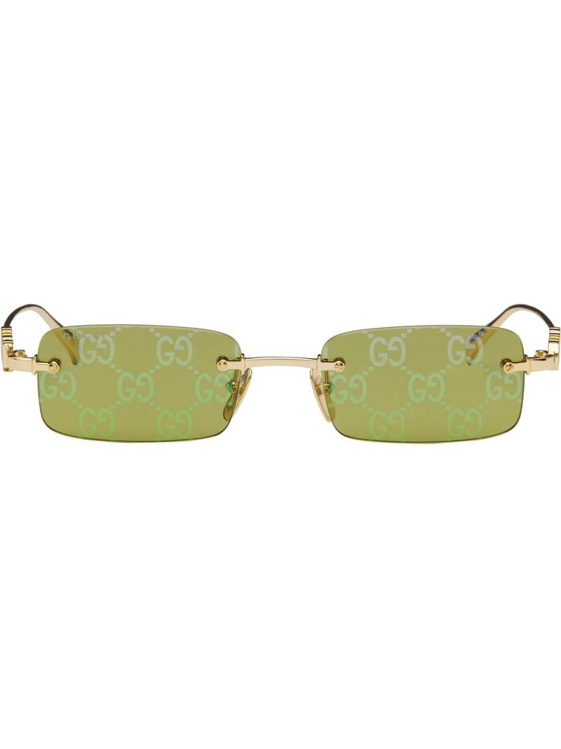 Gold Rectangular Frame Sunglasses 1