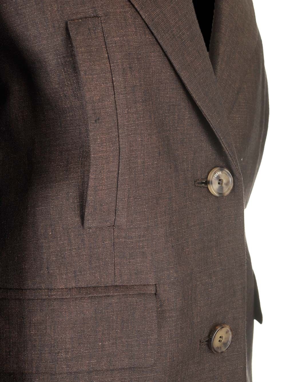 Linen Single-Breasted Tailored Jacket Jackets Brown - 6