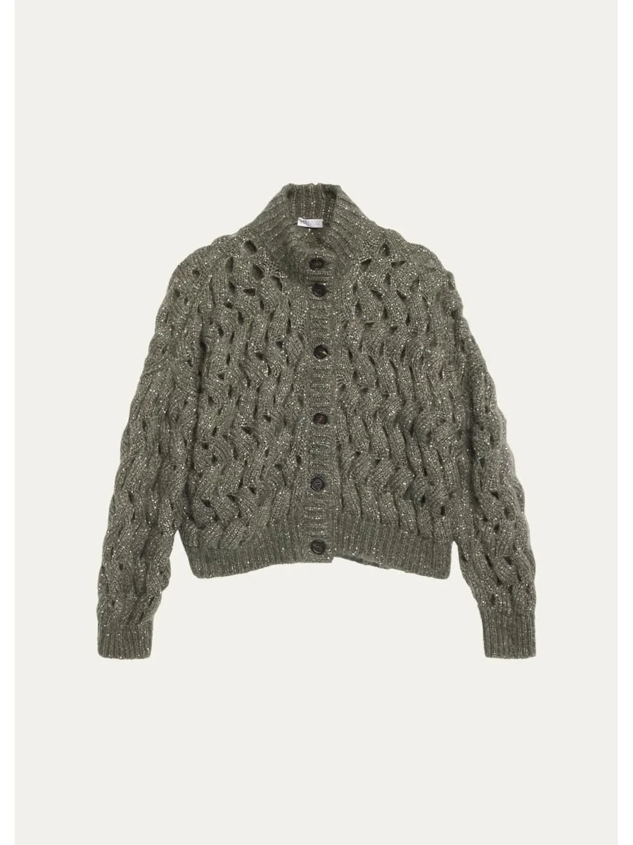 Ocean Waves Diamante Mohair Cardigan - 1