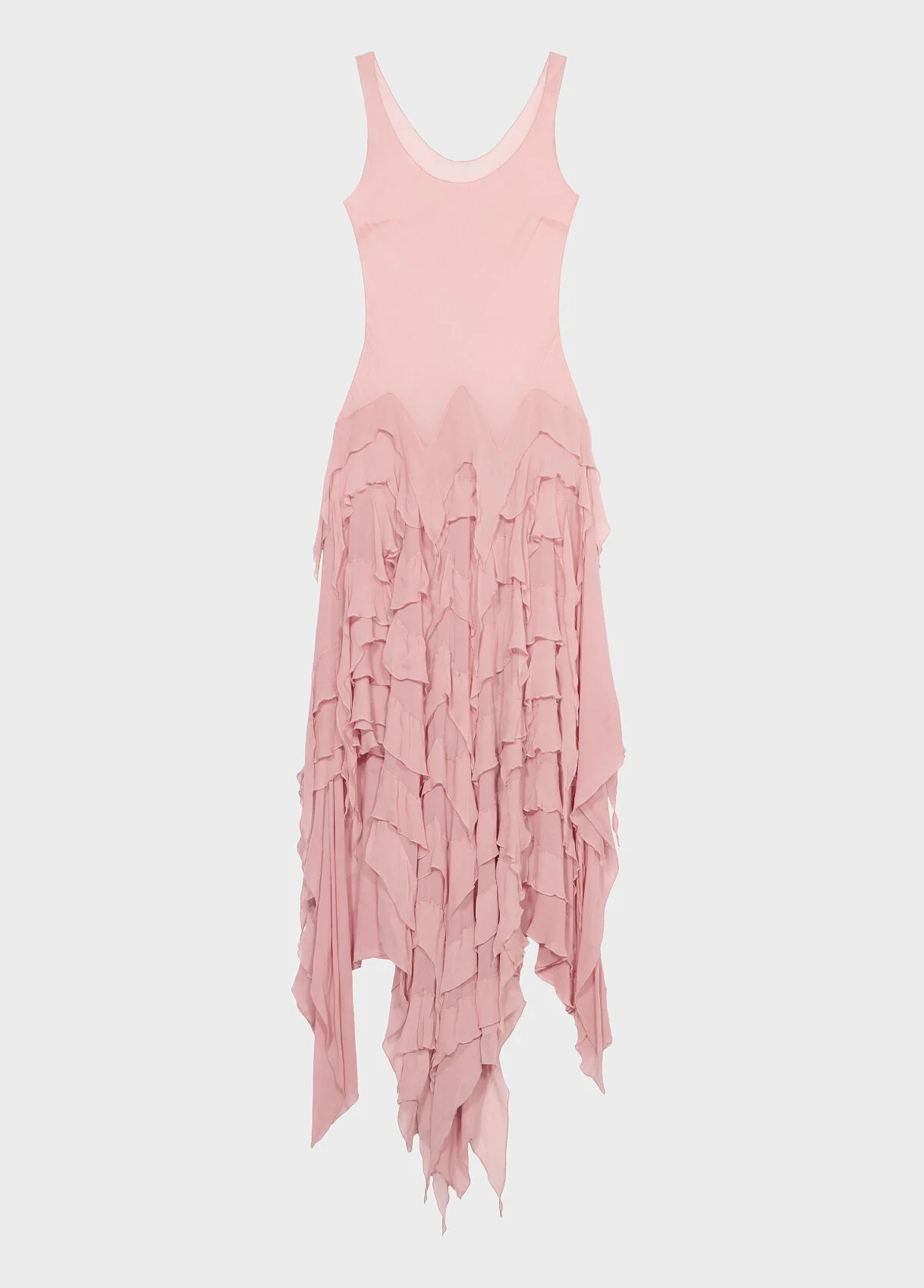 LONG GEORGETTE DRESS WITH RUFFLES - 1
