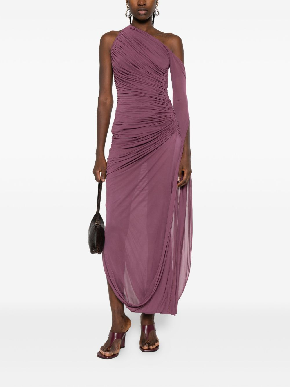 one-shoulder draped asymmetric dress - 2
