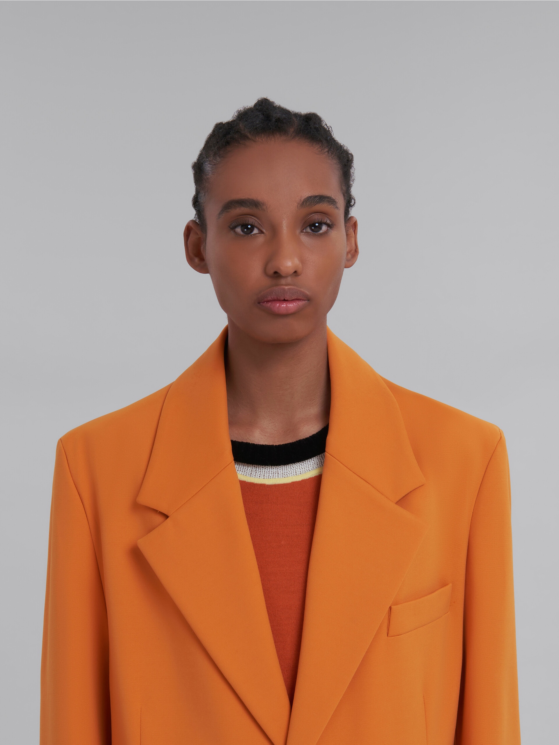 ORANGE SINGLE-BREASTED JERSEY COAT - 4