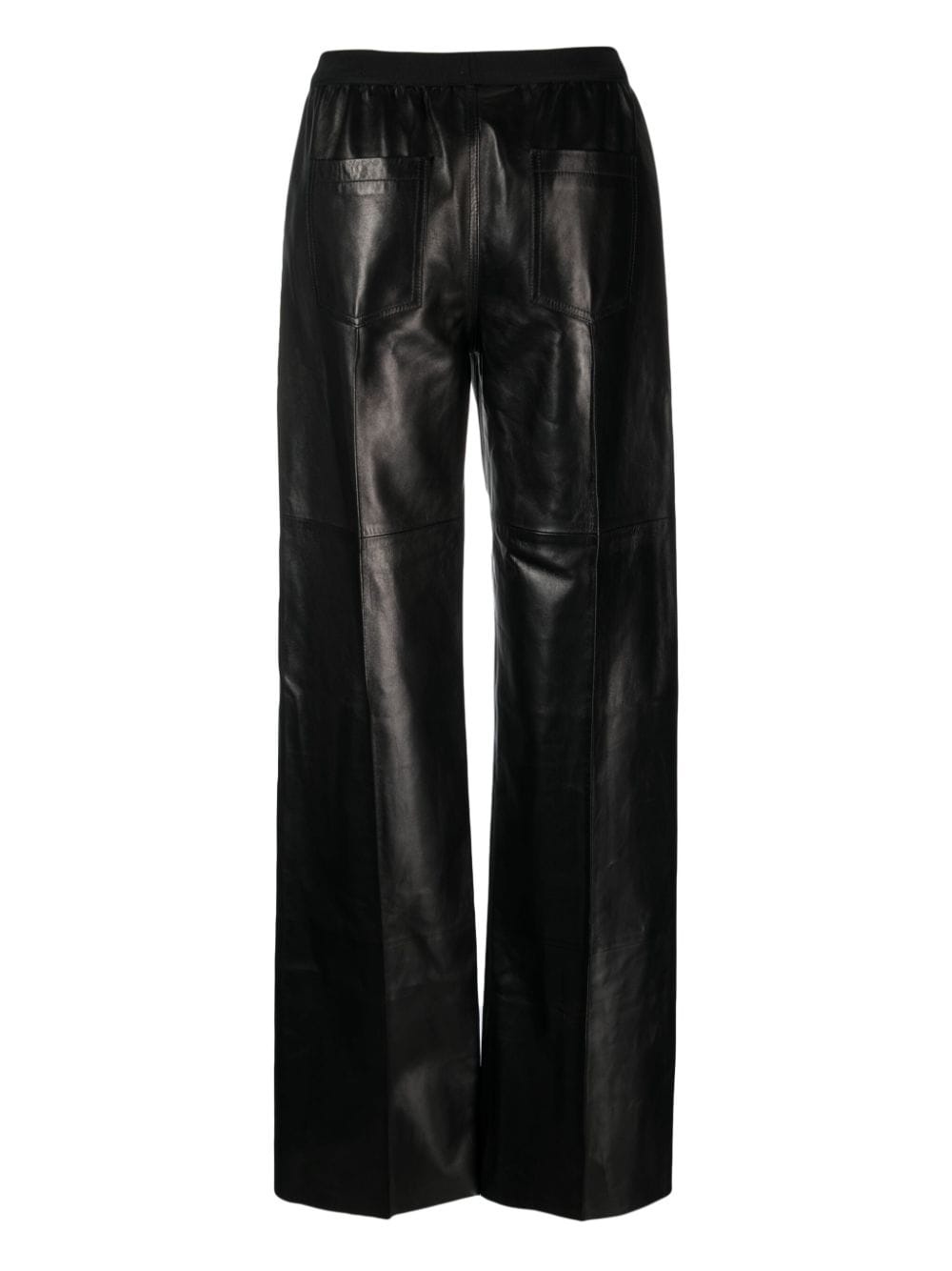 logo-waistband leather trousers - 2